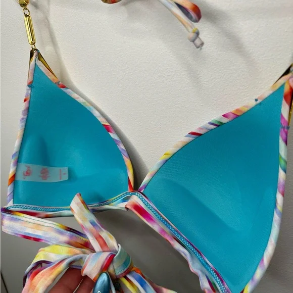 Colorful Striped Bikini Set - Picture 4 of 9